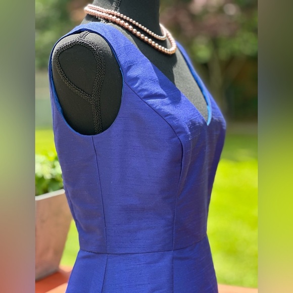 NWT! $325 Alfred Sung high/low silhouette V- Neck Swingy full skirt Size 8 - Picture 5 of 11